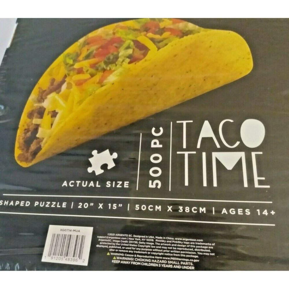 TACO TIME PUZZLE 500 PCS TACO-SHAPED PUZZLE BY PINK SKY 20" X 15" NEW - Picture 4 of 4